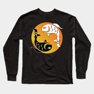 Yin and Yang Tribal style fish, yellow Long Sleeve T-Shirt